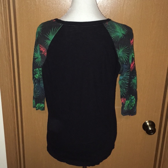 Jungle Floral 3/4 Baseball Pocket t- shirt - Picture 2 of 3